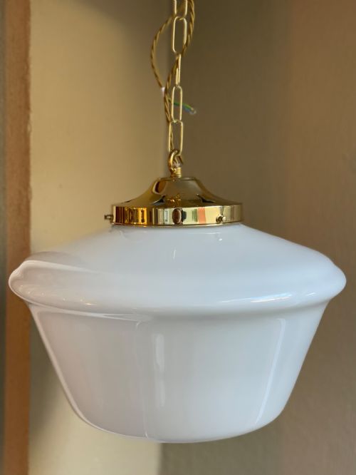 Art Deco Opaline Pendant Light (Two of Two)