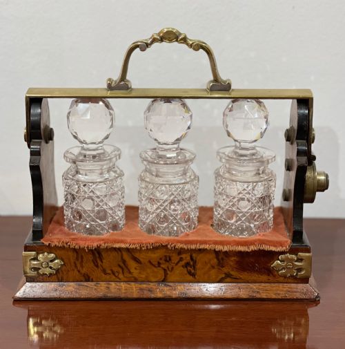 Quality Victorian Betjemann Burr Walnut Miniature Tantalus