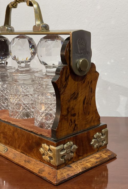fig 1. Quality Victorian Betjemann Burr Walnut Miniature Tantalus