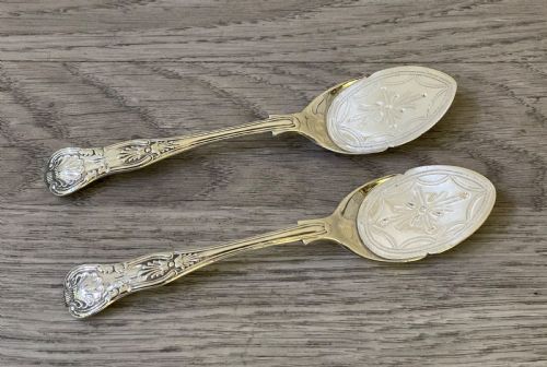 Pair of Victorian Solid Silver Jam Spades, 1898
