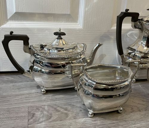 fig 1. Stunning Late Victorian Solid Silver Four Piece Tea Set, 1901