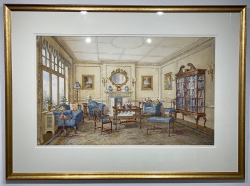 Superb Watercolour of Room Interior by Gill & Reigate
