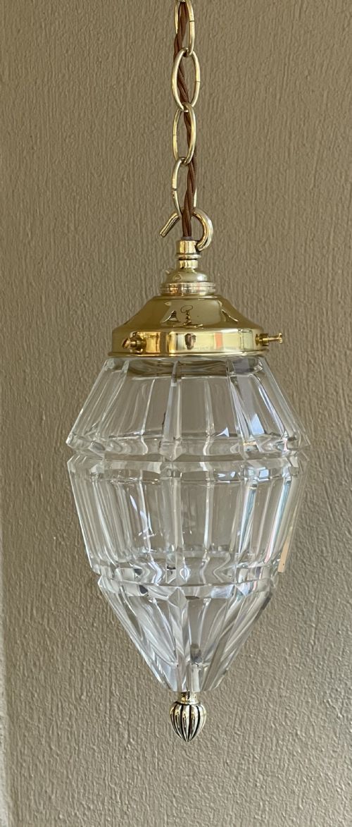 Early 20th Century Cut Glass Hall Light Pendant
