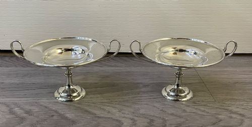 Pair of Edwardian Solid Silver Tazza Bon Bon Dishes