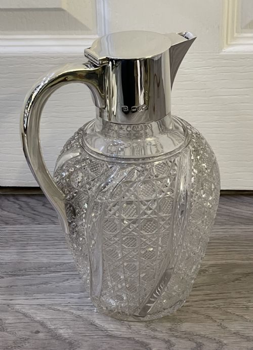 Late Victorian Silver & Cut Glass Claret Jug by Hukin & Heath, 1901