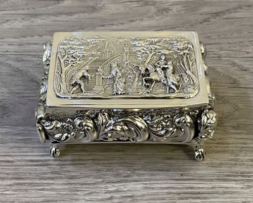 Victorian Solid Silver Table Snuff Jewellery Box, 1901