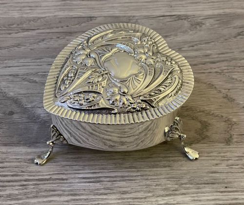 Edwardian Silver Heart Shaped Jewellery Box