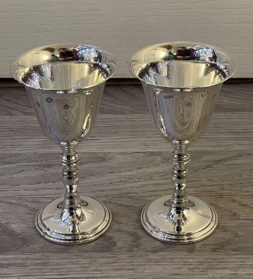 Pair of Solid Silver Wine Goblets