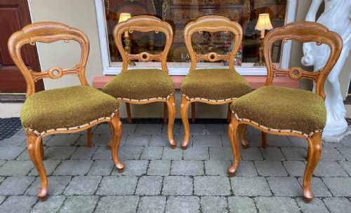 Set of Four Victorian Golden Oak Dining Chairs