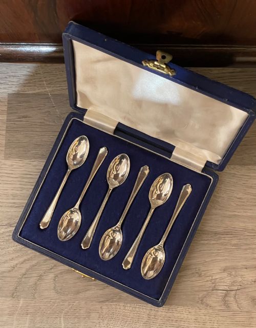 Set of Six Silver Teaspoons by Walker & Hall