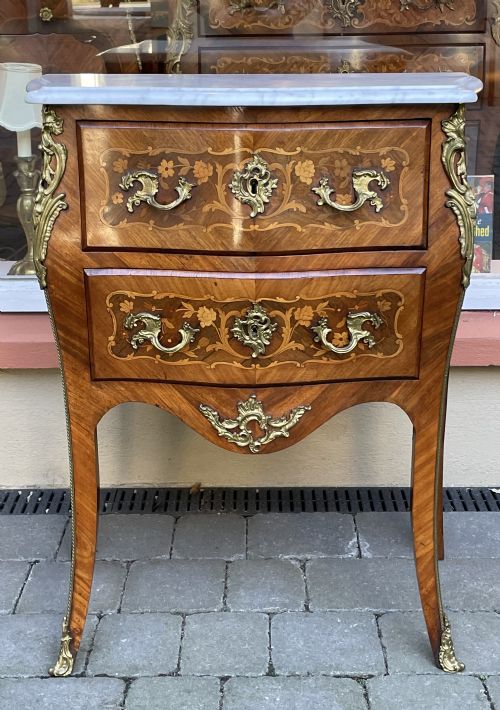 fig 1. French Marquetry Chest Of Drawers Bombe Commode