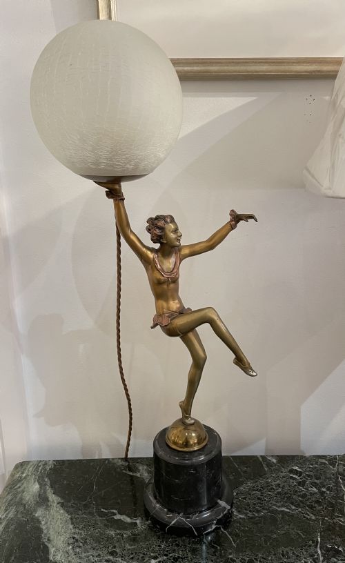 Large Art Deco Lady Lamp, Attributed Lorenzl