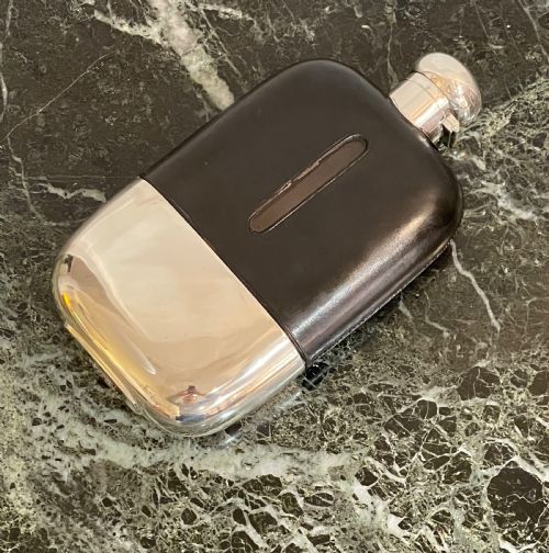 Large Victorian Silver Plated Hip Flask by Walker & Hall