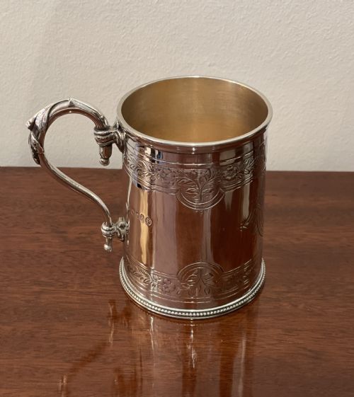 Victorian Solid Silver Christening Mug Tankard