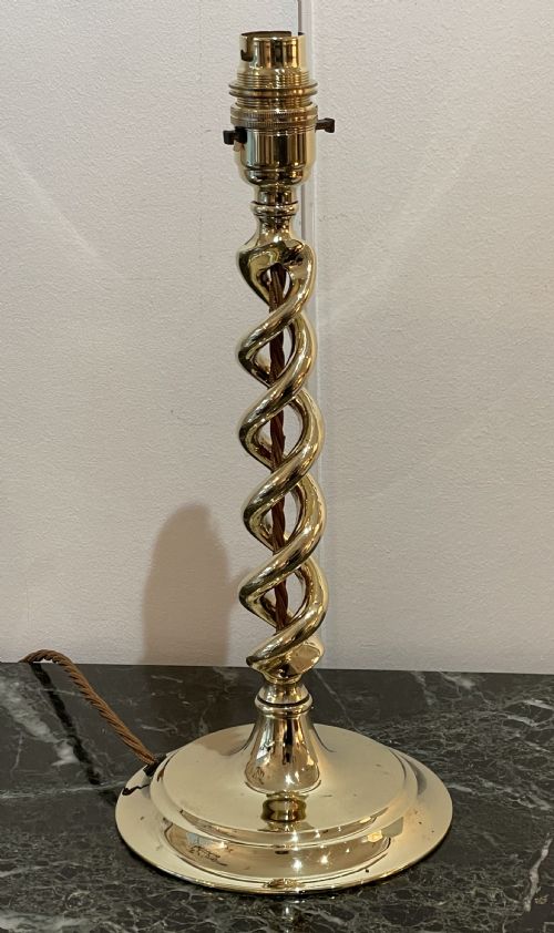 Pretty Early 20th Century Brass Table Lamp, with Shade