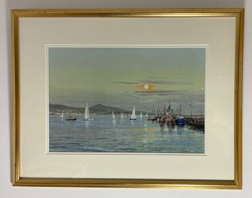 John Hobson Nicholson Pastel, Isle of Man, Exhibited at the Mall Galleries