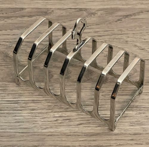 Art Deco Solid Silver Six Division Toast Rack