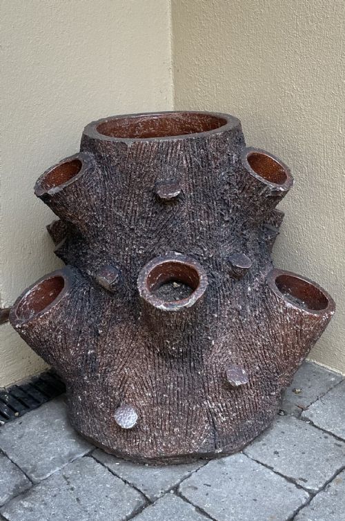 Faux Bois Tree Trunk Strawberry Planter