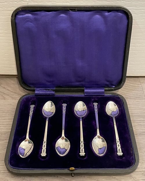 Set of Six Solid Silver Coffee Spoons, Liberty & Co
