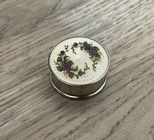 Quality George V Silver & Enamel Trinket Box Pot