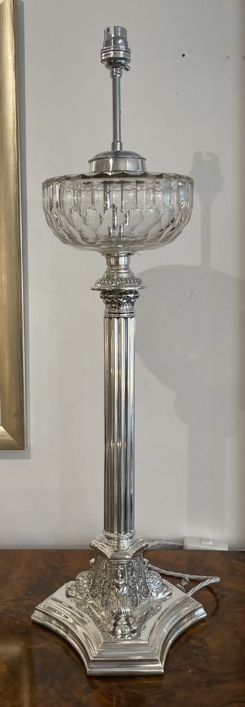 Impressive Victorian Silver Plated Table Lamp