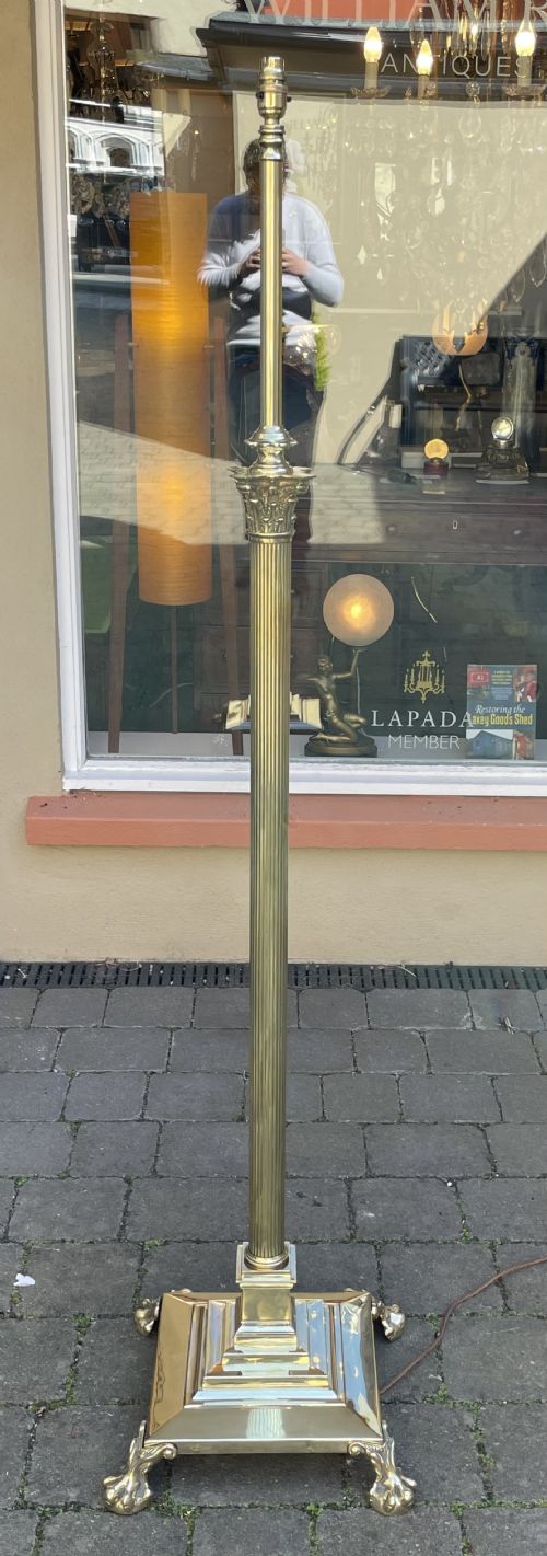 Edwardian Brass Corinthian Column Standard Lamp