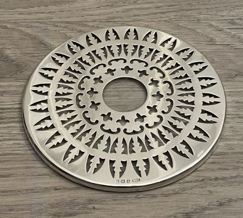 George V Solid Silver & Glass Trivet Teapot Stand
