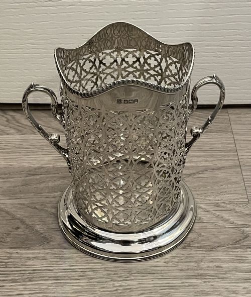Edwardian Solid Silver Wine Bottle Holder , 1908