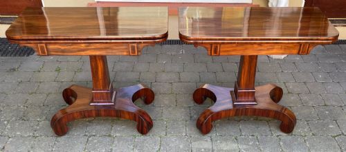 Pair of Regency Gonçalo Alves Tea Tables, with Isle of Man Provenance