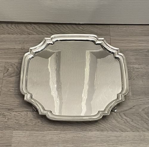 Large George VI Solid Silver Drinks Tray