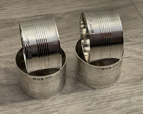 Set of Four Art Deco Solid Silver Napkin Rings