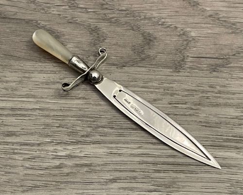 Large Novelty Silver & Mother of Pearl Bookmark