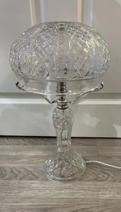 Large 1930s Cut Glass Mushroom Lamp