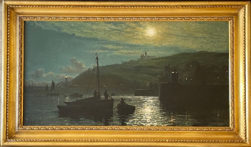 Large Oil Painting of Douglas Harbour, Isle of Man by John Holland