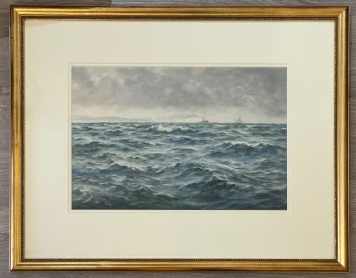 James Aitken Marine Watercolour, ‘Off the Manx Coast’