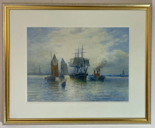 Marine Watercolour by Max Krause, Leaving Port (Liverpool)