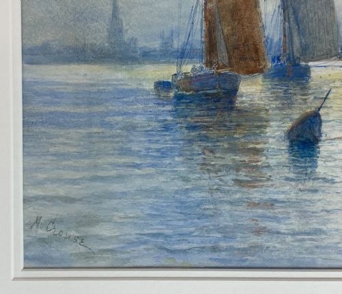 fig 1. Marine watercolour by Max Krause, leaving Port (Liverpool)