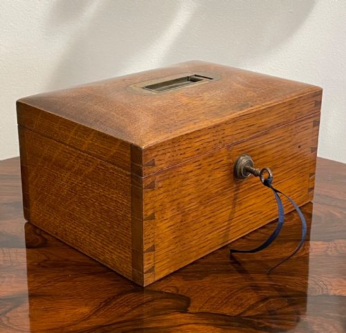 Victorian Golden Oak Jewellery Box by Carlisle & Watts, Edinburgh