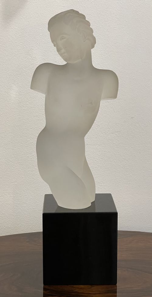Arts Deco Glass Nude Sculpture by Curt Schlevogt