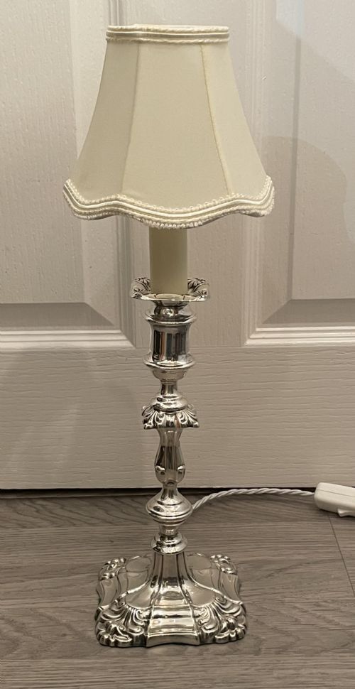 Edwardian Solid Silver Table Lamp by Mappin and Webb