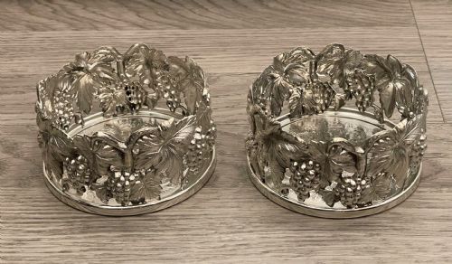 A Pair of Solid Silver Wine Coasters, Portuguese