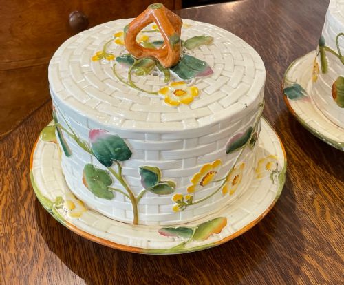 fig 1. Pair Of George Jones Cheese Dishes Domes