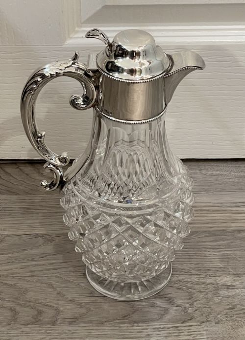 George V Silver and Cut Glass Claret Jug