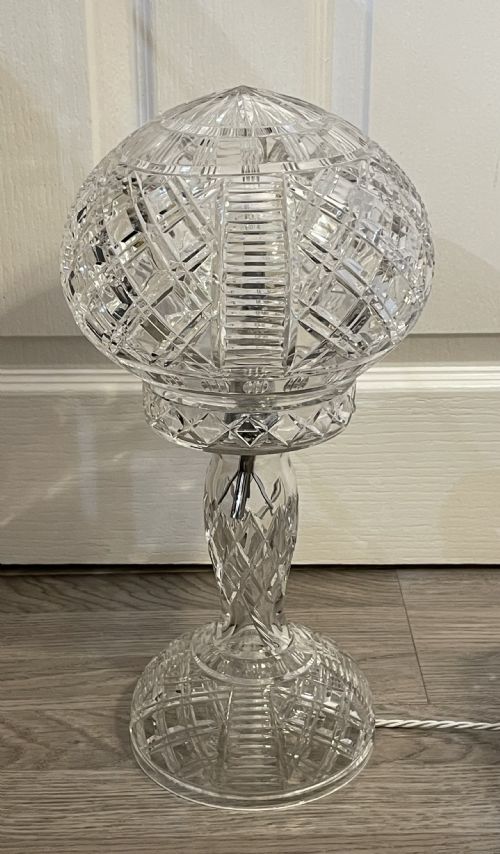 1930s Cut Glass Mushroom Table Lamp