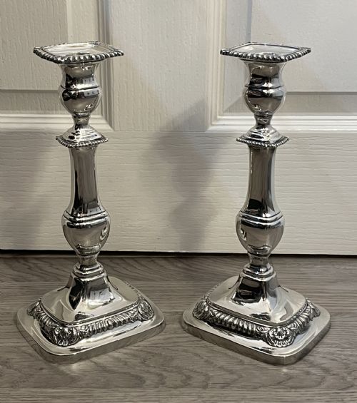 Good Pair of Solid Silver Candlesticks, 11 Inch