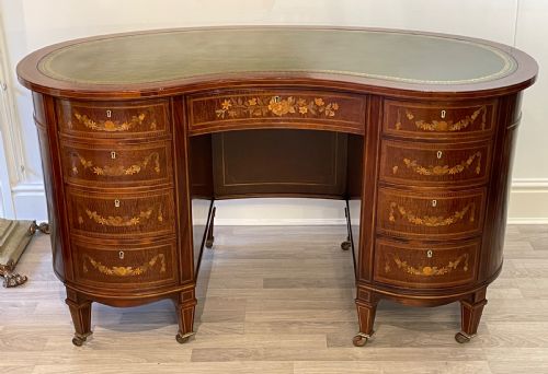 Superb Edwardian Marquetry Inlaid Desk, Attributed Edwards & Roberts