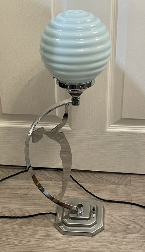 Large Art Deco Chrome Lady Lamp