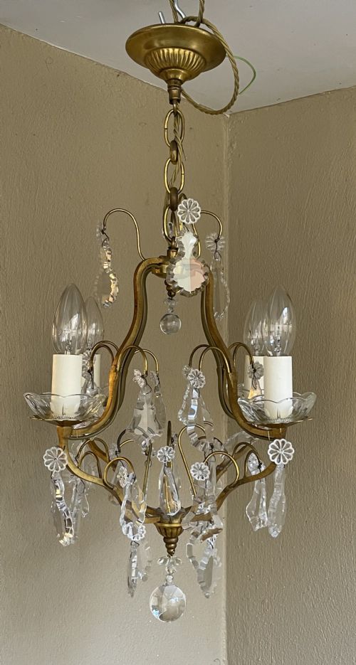 Pretty French Four Light Birdcage Chandelier