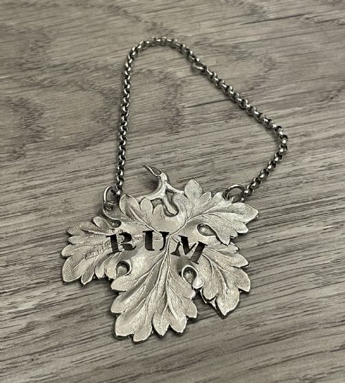 Victorian Solid Silver Decanter Label Rum, by Hilliard & Thomason