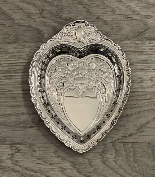 Victorian Solid Silver Heart Dish, 1894